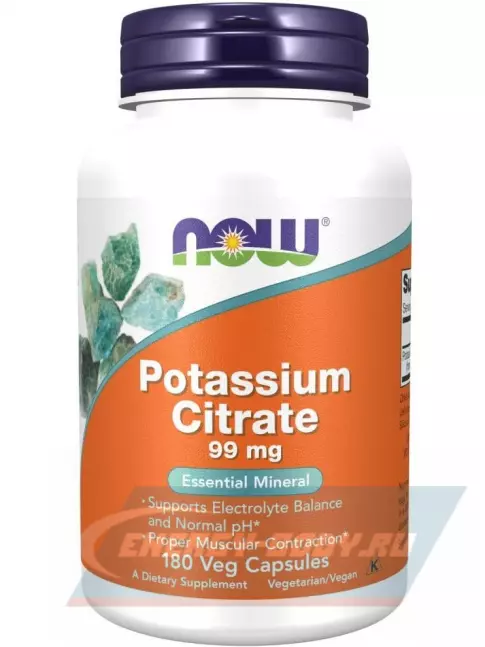 Минералы NOW FOODS Potassium Citrare 99 mg - Цитрат Калия 180 веган капсул