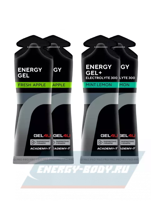 Энергетический гель GEL4U Energy Gel MIX 4 x 60 г, Яблоко, Лимон и Мята №1