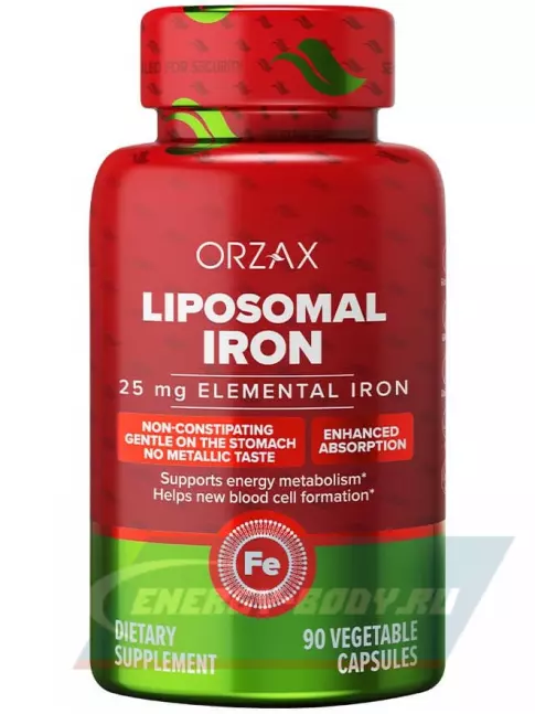 Минералы Orzax Liposomal Iron 25 mg 90 капсул