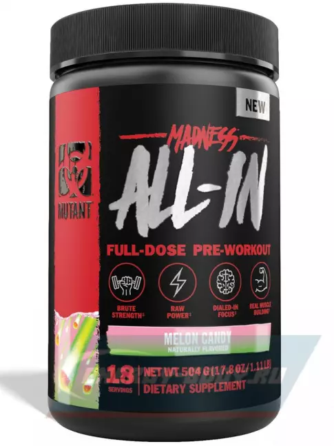 Предтерник Mutant MADNESS ALL-IN 504 г, Леденец из Дыни