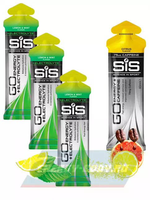 Энергетический гель SCIENCE IN SPORT (SiS) GO Energy MIX-31 4 x 60 мл, Лимон-Мята, Цитрус