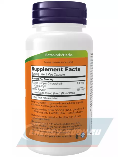  NOW FOODS Chlorophyll 100 mg 90 веган капсул