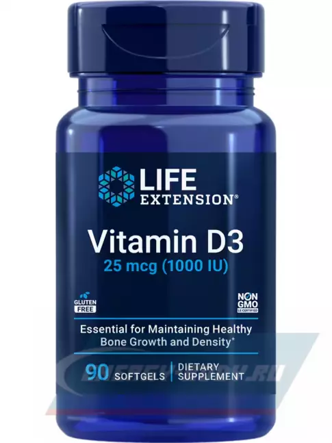  Life Extension Vitamin D3 25 mcg (1000 IU) 90 капсул