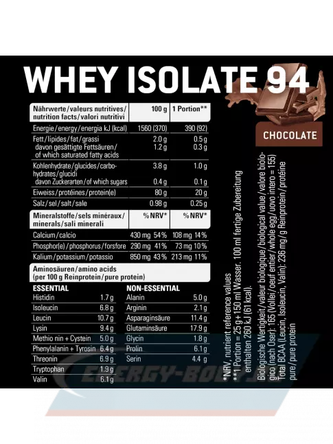  SPONSER WHEY ISOLATE 94 CFM 850 г, Шоколад