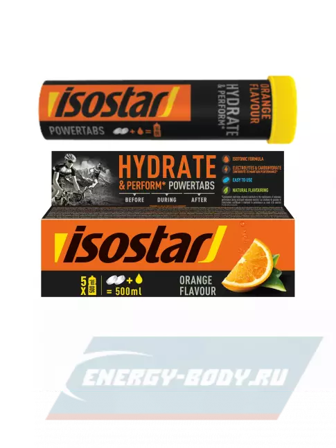  ISOSTAR Изотонический напиток Powertabs 1 банка x 5 порций, Апельсин