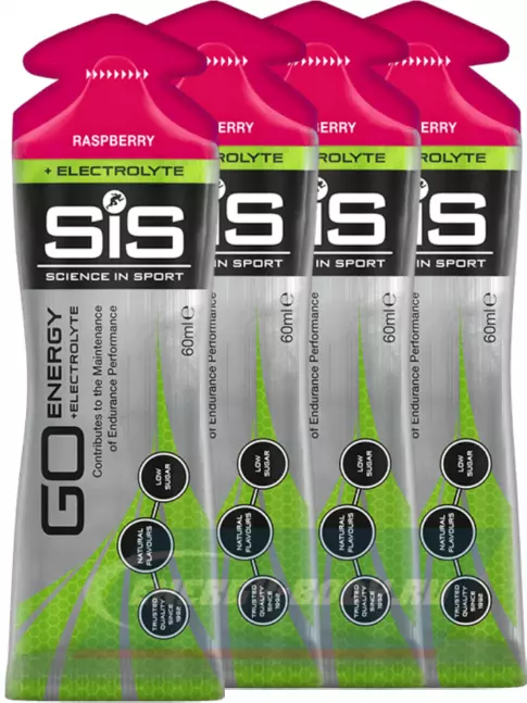 Энергетический гель SCIENCE IN SPORT (SiS) Go Energy + Electrolyte Gels 4 x 60 мл, Малина