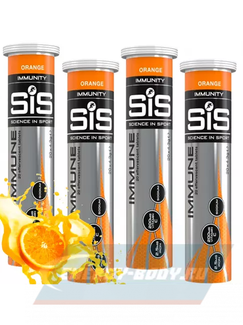  SCIENCE IN SPORT (SiS) IMMUNE TABLETS 4 x 20 таблеток, Апельсин