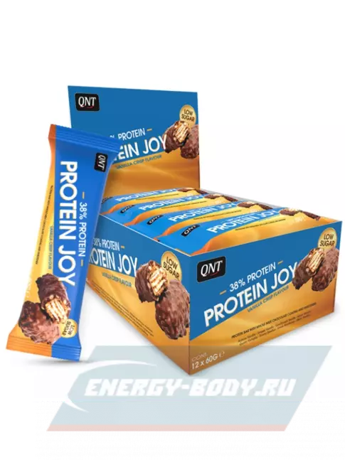Батончик протеиновый QNT PROTEIN JOY BAR 12 x 60 г, Хрустящий ванильный лед
