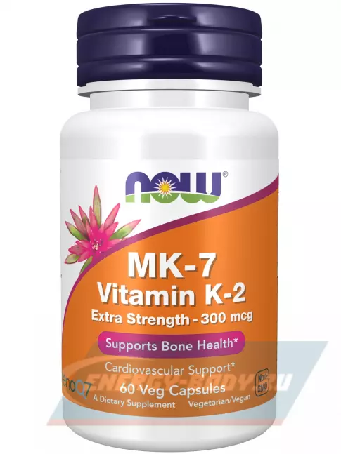  NOW FOODS MK-7 Vitamin K2 300 mcg 60 веган капсул