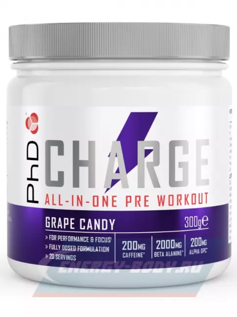 Предтерник PhD Nutrition Предтренировочный комплекс charge 300 г, Виноградные конфеты
