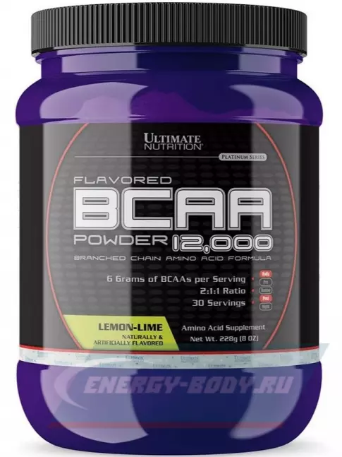 ВСАА Ultimate Nutrition BCAA 12000 Powder 228 г, Лимон - Лайм