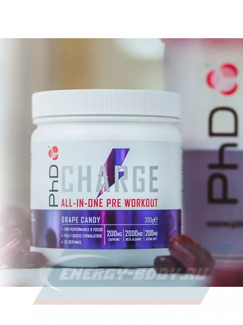 Предтерник PhD Nutrition Предтренировочный комплекс charge 300 г, Виноградные конфеты