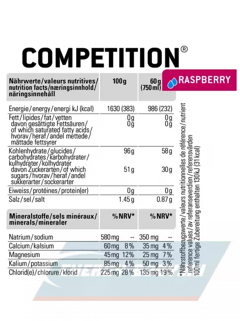  SPONSER COMPETITION + 3 x LIQUID ENERGY PLUS 70 г 1000 г + 3 геля, Малина