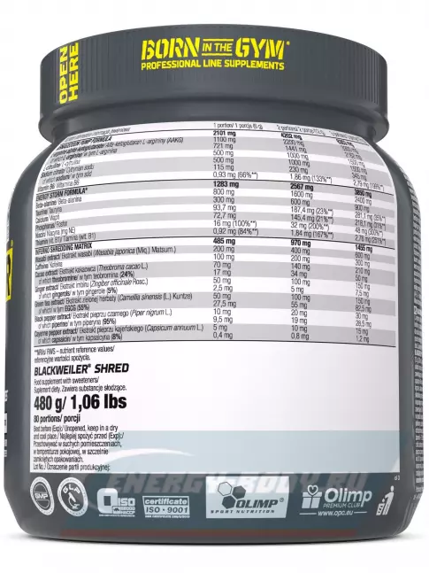 Предтерник OLIMP Blackweiler Shred 480 г, Экзотический апельсин