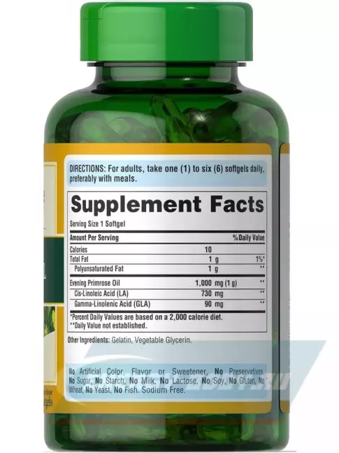  Puritan's Pride Evening Primrose Oil 1000 mg with GLA 120 капсул