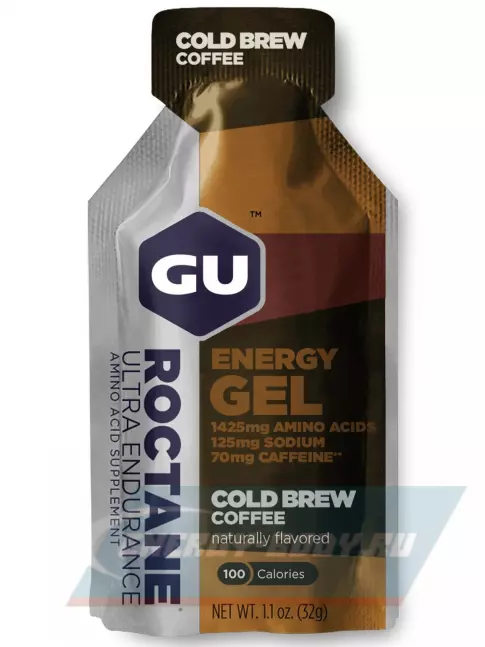 Энергетический гель GU ENERGY GU ROCTANE Energy Gel 70mg caffeine 24 x 32 г, Холодный кофе