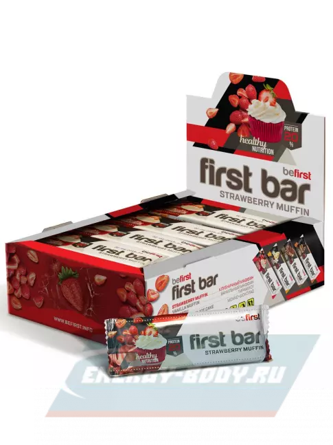 Батончик протеиновый Be First First bar углеводно-протеиновый батончик 24 x 40 г, Клубника