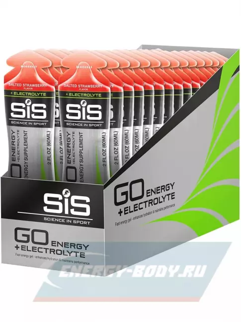 Энергетический гель SCIENCE IN SPORT (SiS) Go Energy + Electrolyte Gels 30 x 60 мл, Соленая клубника