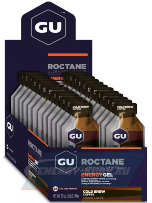 Энергетический гель GU ENERGY GU ROCTANE Energy Gel 70mg caffeine 24 x 32 г, Холодный кофе