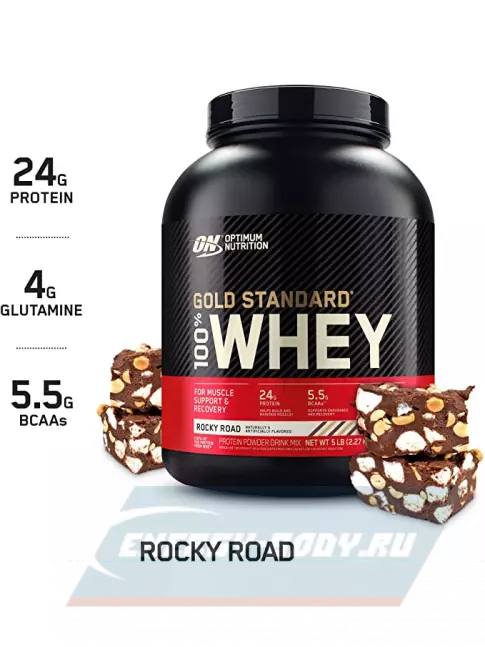  Optimum Nutrition 100% Whey Gold Standard 2270 г, Шоколадный Рокки Роуд