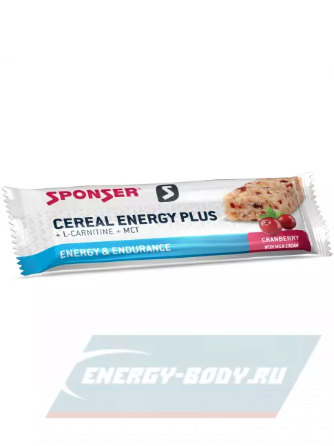 Батончик энергетический SPONSER CEREAL ENERGY PLUS BAR 15 батончиков x 40 г, Клюква