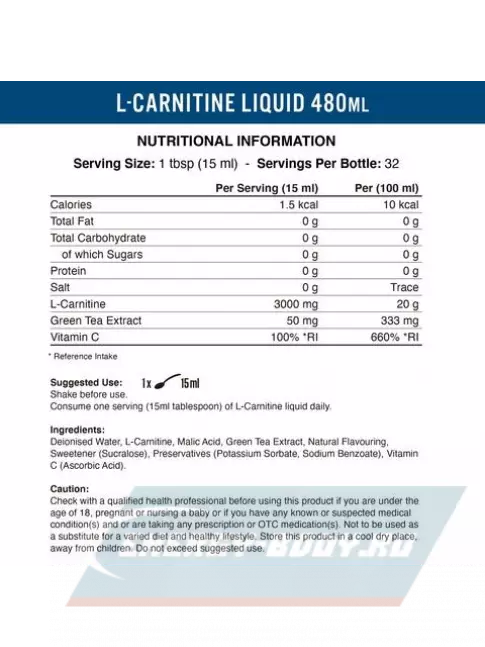 L-Карнитин APPLIED NUTRITION L-carnitine Liquid 3000 мг 480 мл, Острый Апельсин
