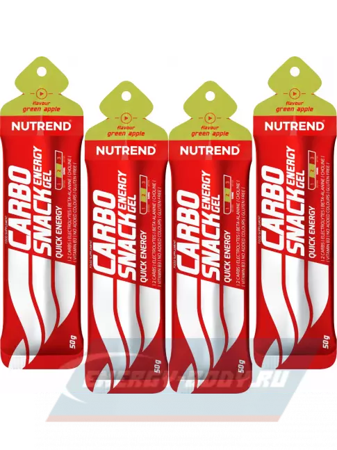 Энергетический гель NUTREND Carbosnack саше 4 шт x 50 г, Зеленое яблоко