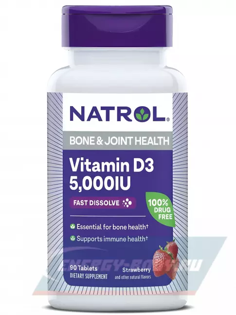  Natrol Vitamin D3 5000 IU F/D 90 таблеток, Клубника