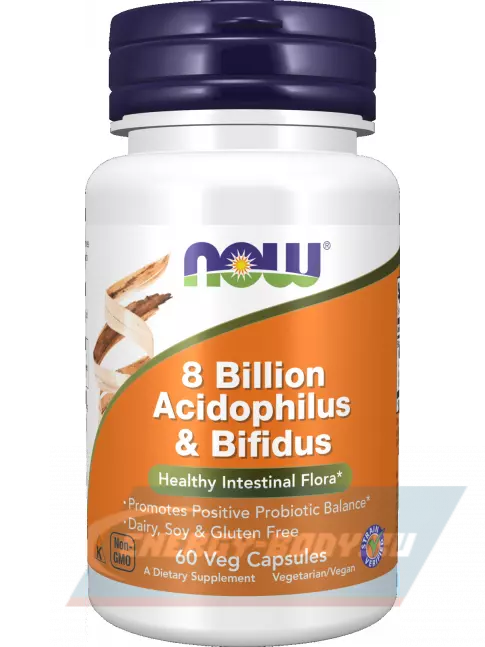  NOW Foods 8 Billion Acidophilus Bifidus 60 веган капсул