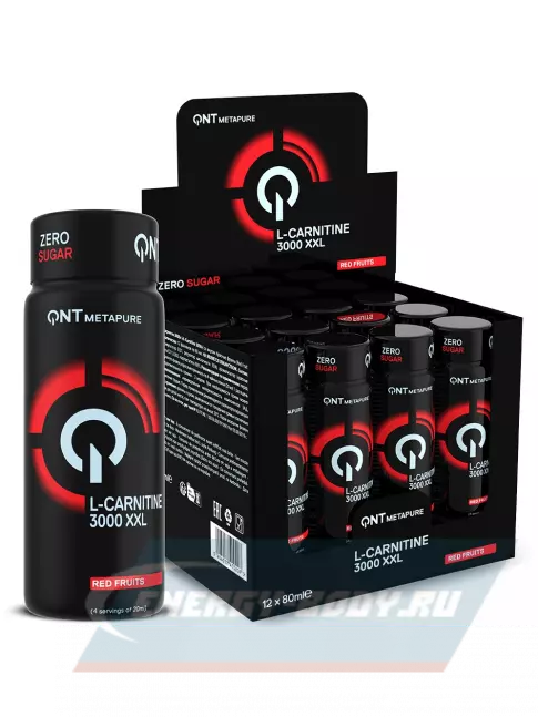 L-Карнитин QNT L-CARNITINE 3000 XXL 12 x 80 мл, Красные фрукты