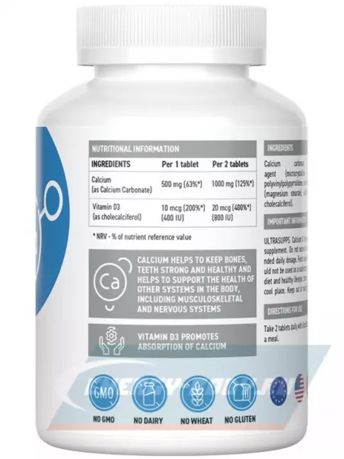  UltraSupps Calcium & Vitamin D3 90 таблеток
