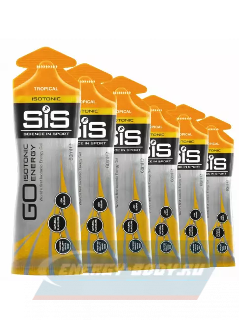 Энергетический гель SCIENCE IN SPORT (SiS) GO Isotonic Energy Gels 6 x 60 мл, Тропик