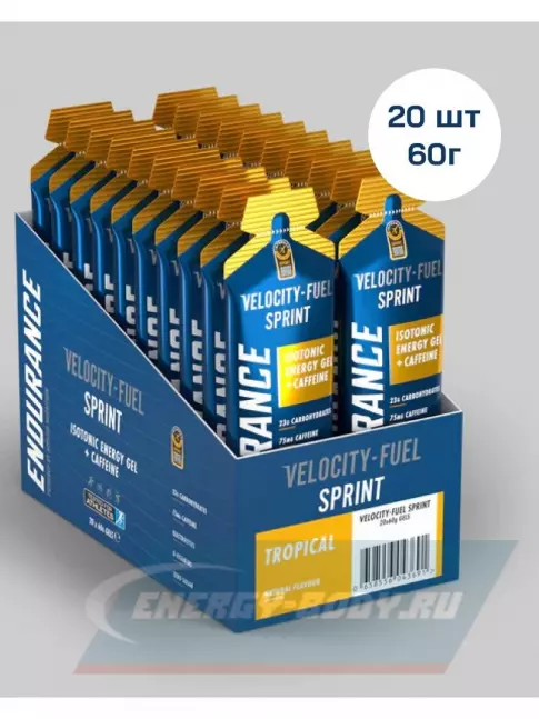 Энергетический гель APPLIED NUTRITION Endurance Velocity Fuel SPRINT Isotonic Energy Gel + Caffeine 20 саше, Тропические фрукты