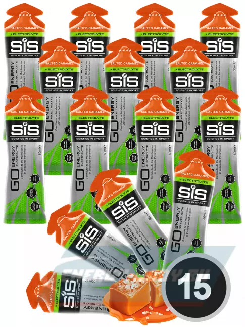 Энергетический гель SCIENCE IN SPORT (SiS) Go Energy + Electrolyte Gels 15 x 60 мл, Соленая карамель