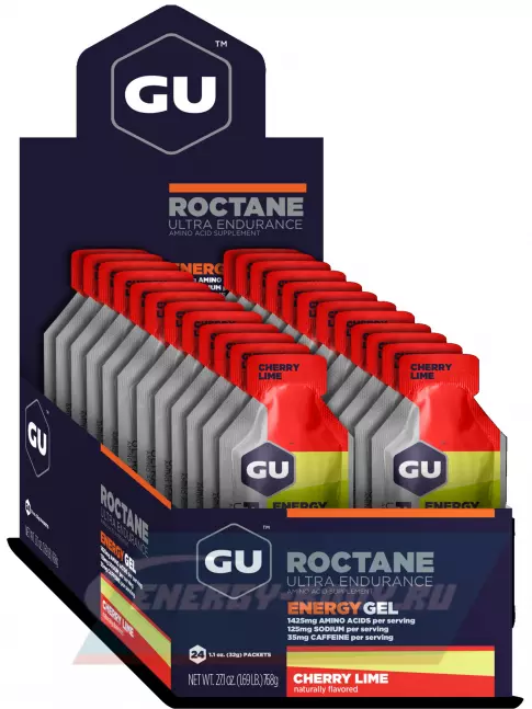 Энергетический гель GU ENERGY GU ROCTANE Energy Gel 35mg caffeine 24 x 32 г, Вишня-Лайм
