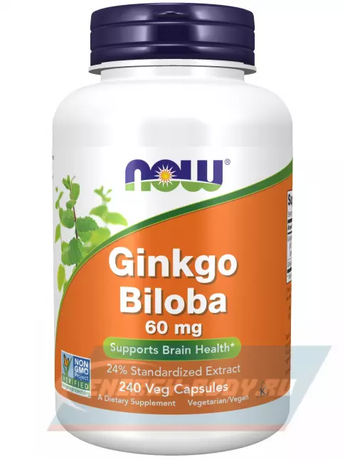 NOW FOODS Ginkgo Biloba 60 mg 240 веган капсул  NOW FOODS Ginkgo Biloba 60 mg 240 веган капсул