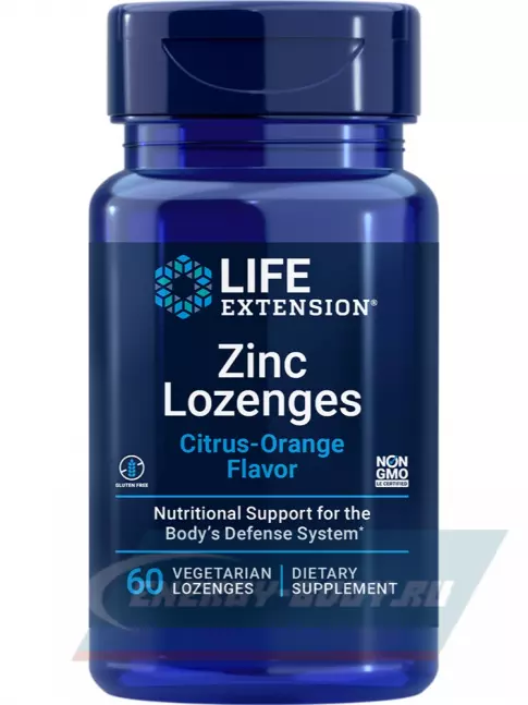  Life Extension Zinc Lozenges (Citrus-Orange Flavor) 60 леденцов, Цитрусовый