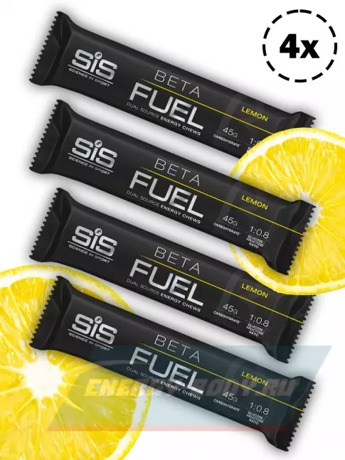 Восстановление SCIENCE IN SPORT (SiS) BETA FUEL ENERGY CHEW (Жевательный) 4 x 60 г, Лимон