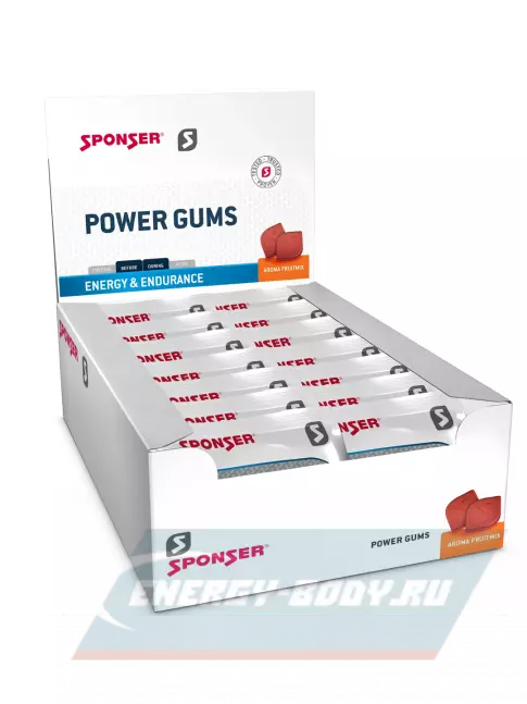 Восстановление SPONSER RED POWER GUMS + кофеин 150mg 20 упак. по 10 конфет, Фруктовый микс