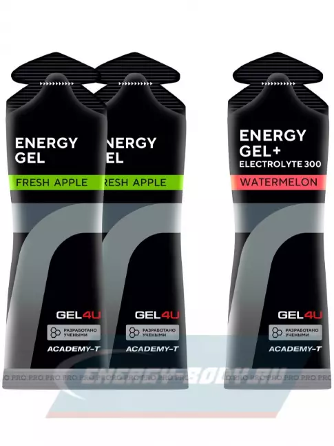 Энергетический гель GEL4U Energy Gel MIX 3 x 60 г, Яблоко, Арбуз