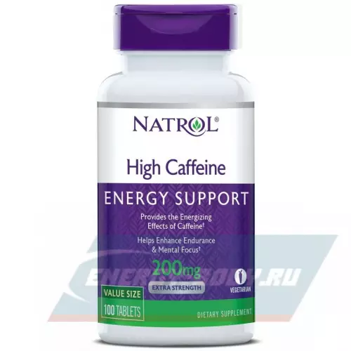 Энергетик Natrol High Caffeine 200 mg 100 веган капсул