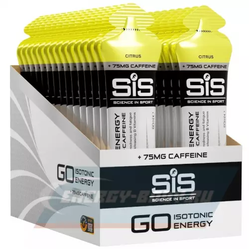 Энергетический гель SCIENCE IN SPORT (SiS) GO Energy 75mg caffeine Цитрус, 30 x 60 мл + кофеин