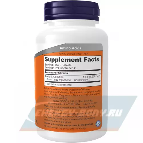 L-Карнитин NOW FOODS Acetyl-L-Carnitine 750 mg 90 таблеток