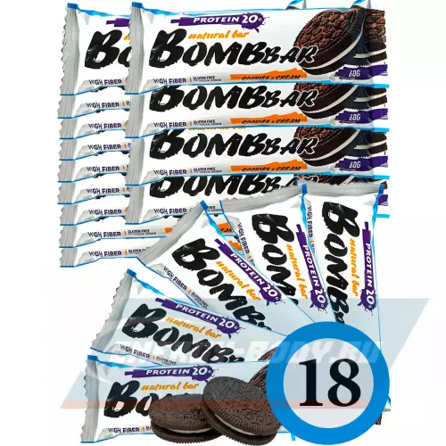 Батончик протеиновый Bombbar Protein Bar Печенье с кремом, 18 x 60 г