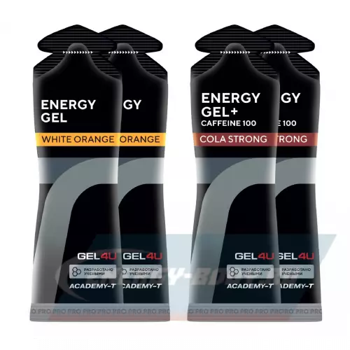 Энергетический гель GEL4U Energy Gel MIX Апельсин, Кола, 4 x 60 г