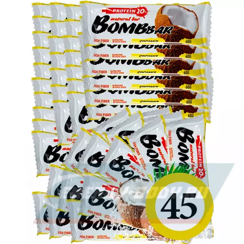 Батончик протеиновый Bombbar Protein Bar Кокос, 45 x 60 г