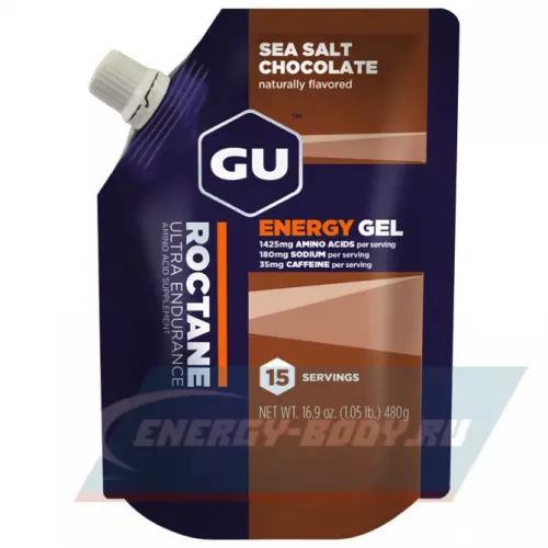 Энергетический гель GU ENERGY 1x15 GU ROCTANE ENERGY GEL 35mg caffeine Шоколад-Морская соль, 480 г (15 порций)