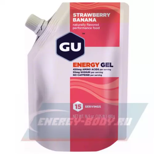 Энергетический гель GU ENERGY GU ORIGINAL ENERGY GEL no caffeine Клубника-Банан, 1 пакет x 480 г (15 порций)
