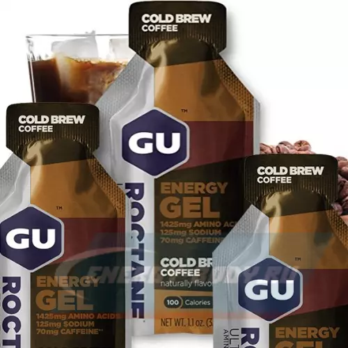 Энергетический гель GU ENERGY GU ROCTANE ENERGY GEL 70mg caffeine Холодный кофе, 3 x 32 г