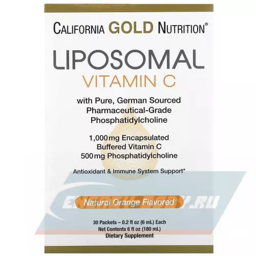  California Gold Nutrition Liposomal Vitamin C Natural Orange Flavor 1000 mg апельсин, 30 пакетиков